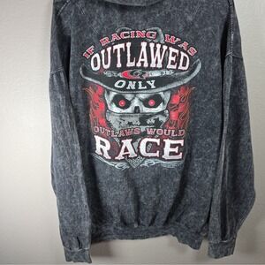 Gottarace Hoodie Sweatshirt Mens‎ XL Black Stonewash Skull Outlaws ColorTone